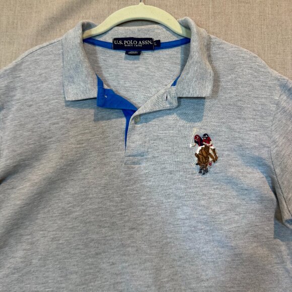 U.S. Polo Assn. Classic Fit Polo Shirt Gray with Embroidered Horsemen Large - Picture 5 of 7